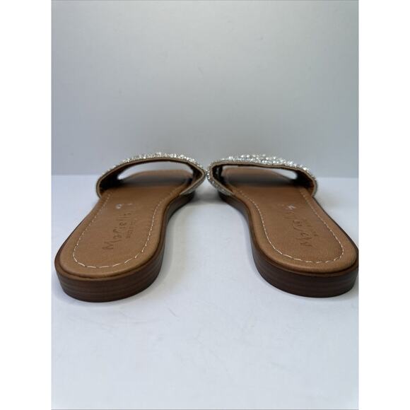 Mariella Leather Slip-On Sandals Faux Diamond Accent Size 8 - Picture 4 of 10